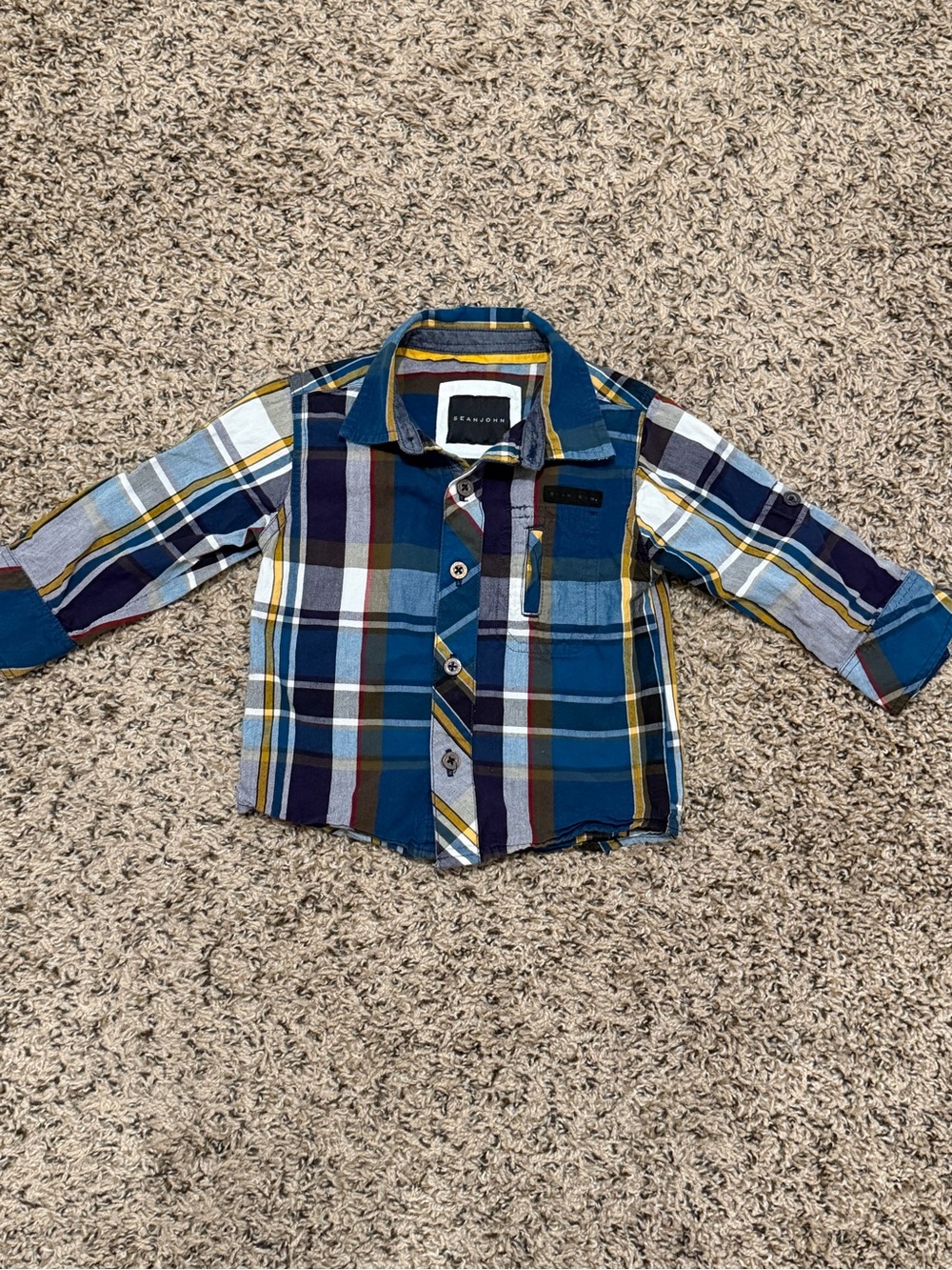 Sean John Multi-Color Plaid Button-Down Shirt